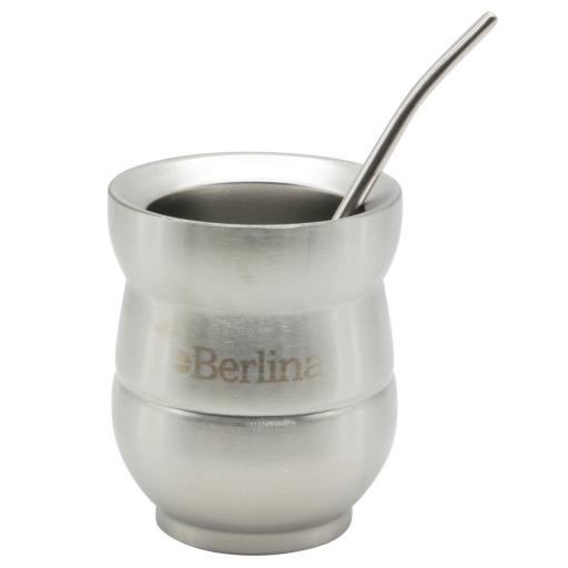 MATE CON BOMBILLA ACERO INOXIDABLE 140ML PLATEADO BERLINA