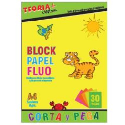 BLOCK PAPEL A4 FLUO X 5 COLORES