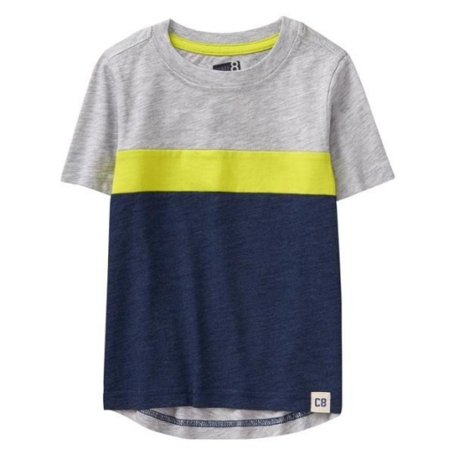 REMERA CRAZY8 GRIS AZUL Y AMARILLO