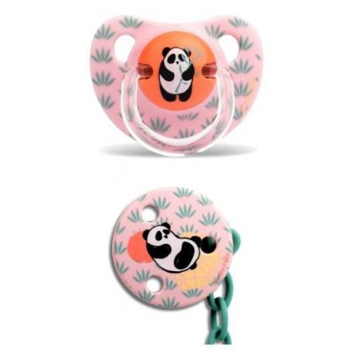 CHUPETE SUAVINEX ANAT SILIC + CLIP PANDA ROSA 6-18M