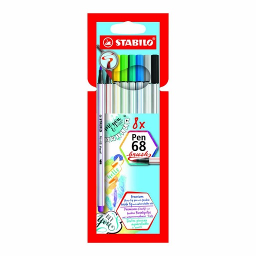 MARCADOR STABILO PEN 68 BRUSH PINCEL X 8