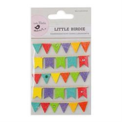 ADHESIVO BANDERINES DE COLORES C BRILLANTINA LITTLE BIRDIE