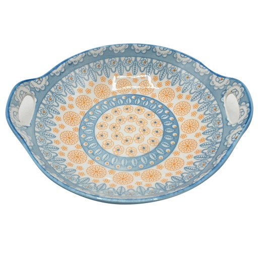 BANDEJA REDONDA CON ASAS CERAMICA DISEO