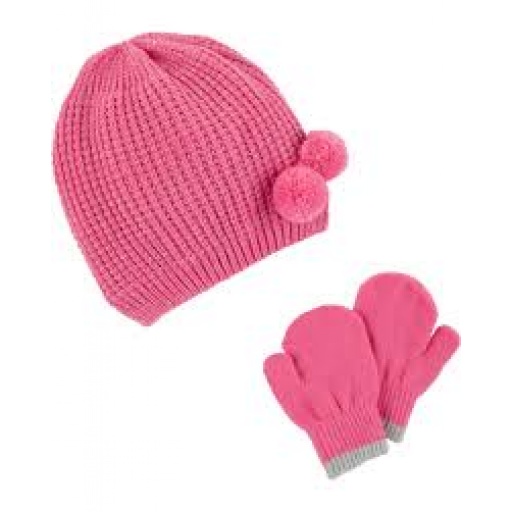 Carters Set 2P Gorro y Guantes Rosa 2T/4T