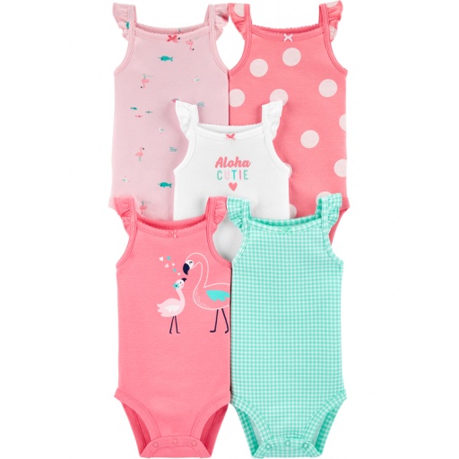 SET X 5 BODIES  MUSCULOSAS ESTAMPADAS BEBE 12 MESES