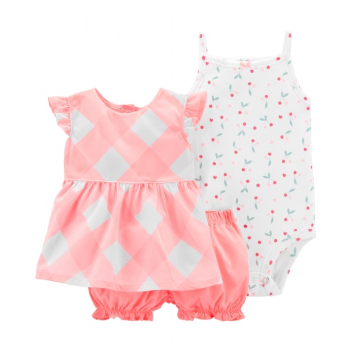 SET X 3 PC SHORT REMERA Y BODY ESTAMPADO BEBE 12 MESES