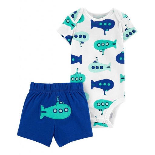 SET 2PC DE ALG CON SHORT Y BODY MC ESTAMPADO SUBMARINOS BEBE