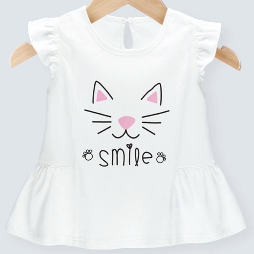 Cheraa Remera Mc Blanca Gatita Smile 24M