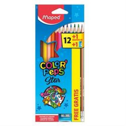 LAPICES MAPED COLOR PEPS X 12 COLORES + SACA + LAP