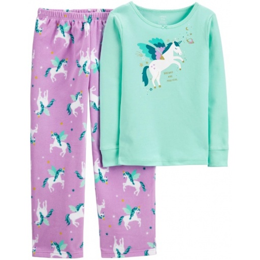 PIJAMA 2 PIEZAS UNICORNIO ALGODON Y MICROPOLAR NIA CARTERS 7T