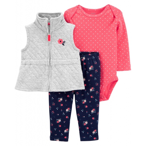 SET CHALECO FLORAL ALGODON BEBE CARTERS 9M