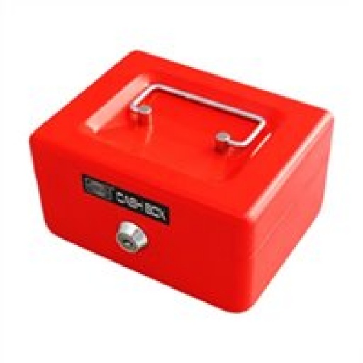 CAJA FUERTE METALICA CON LLAVE 15 X 12 ROJA