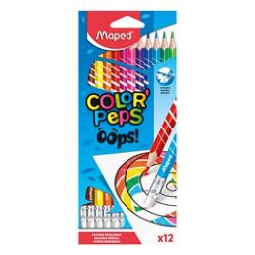 LAPICES DE COLOR BORRABLES MAPED OOPS! X12