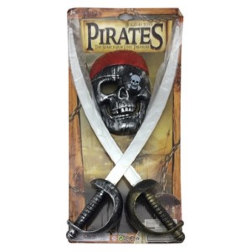 SET PIRATA 3 PZAS 2 ESPADAS MASCARA