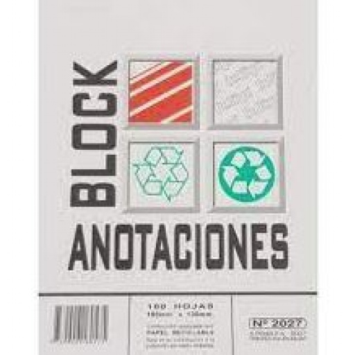 BLOCK ANOTACIONES 130X190   100 HOJAS