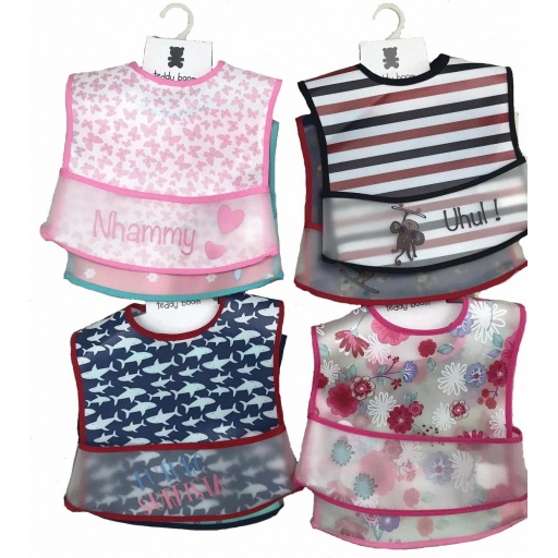 Pack 2 Baberos Iimpermeables con velcro y Bolsillo