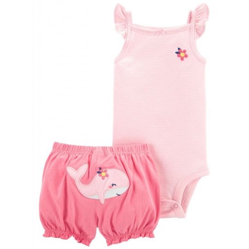 SET 2PC ALGODON BALLENA BEBE CARTERS NB