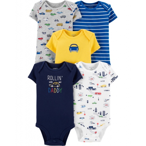 CARTERS PACK 5 BODIES ESTAMPADOS 3M