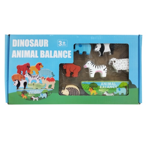 ANIMALES MADERA X8 CON BALANCIN CAJA