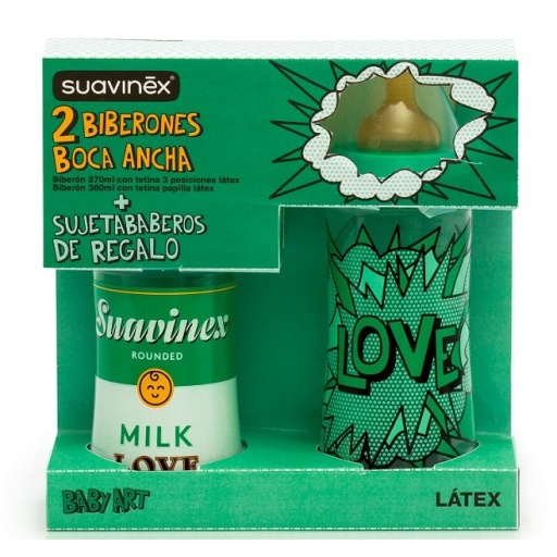 MAMADERA SUAVINEX X 2 + SUJETA BABE (270+360ML) VERDE