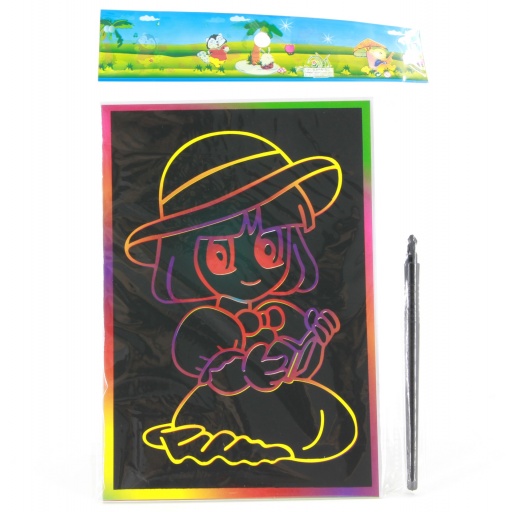 POSTER NEGRO PARA RASPAR X 4 DIBUJOS