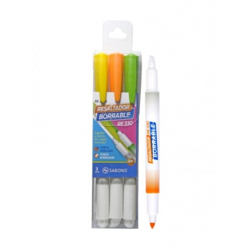 RESALTADOR BORRABLE SURTIDO X 3 RE330S SABONIS