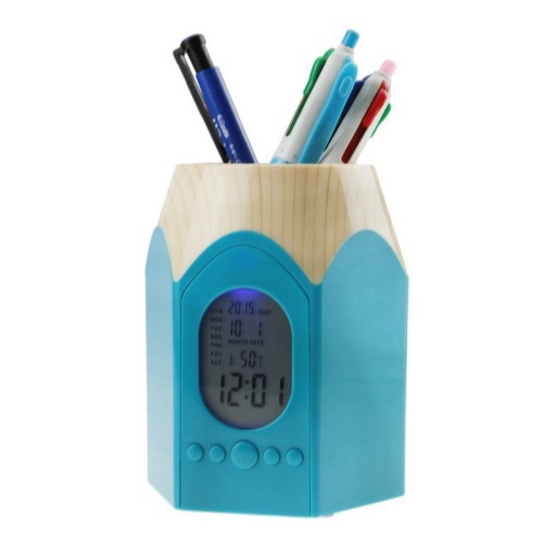 PORTALAPICES PLASTICO CON RELOJ