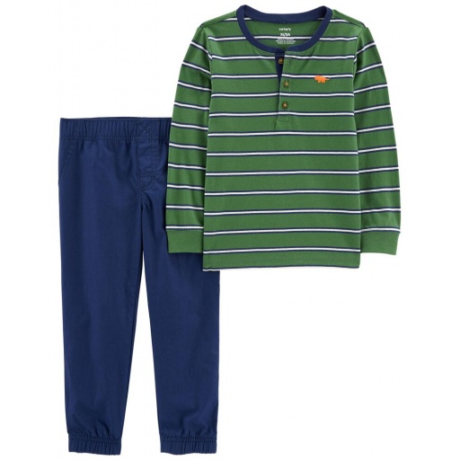 SET 2 PC PANTALON Y REMERA BOTONES ALGODON CARTERS 2T