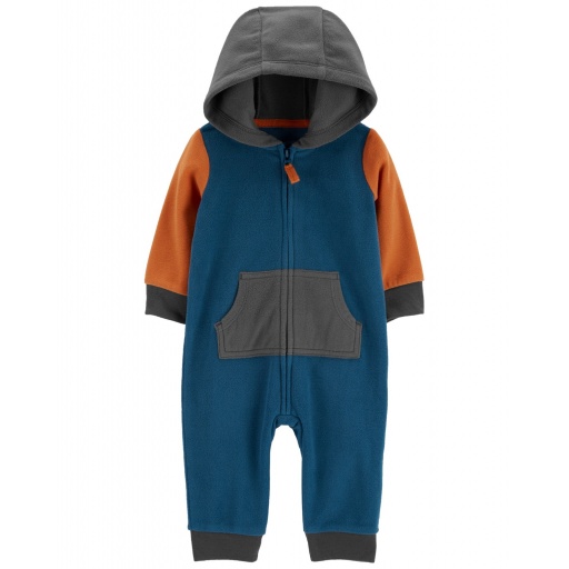 MAMELUCO MICROPOLAR CAPUCHA Y BOLSILLOS BLOQUE COLORES CARTERS 12M