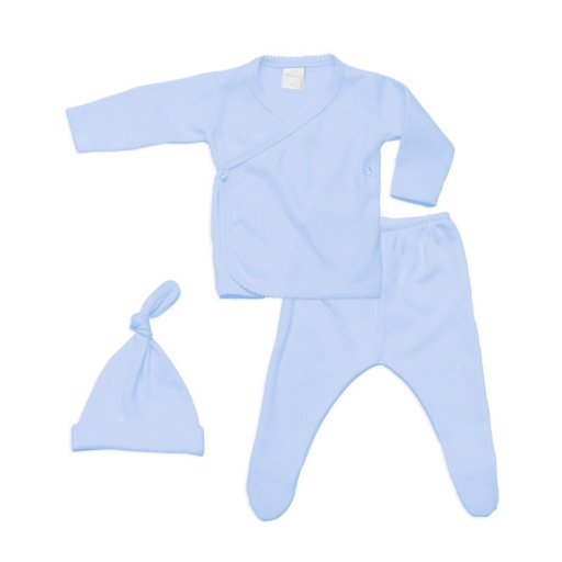 SET BATITA CRUZADA PELELE Y GORRO 0/3 INTERLOCK