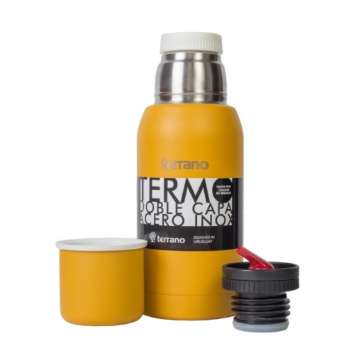 TERMO TERRANO 750ML DOBLE TAPON MOSTAZA