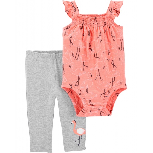 PACK CARTERS BODY Y PANTALON FLAMINGO 12M