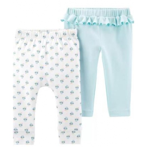 PANTALONES CARTERS ALGODON PACK X2 CELESTE 3M