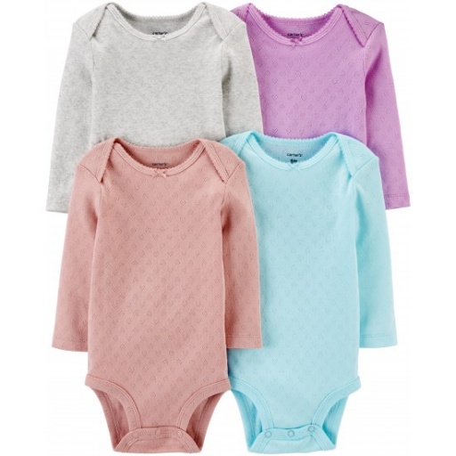 BODY MANGA LARGA BEBE CARTERS PACK DE 4 NB