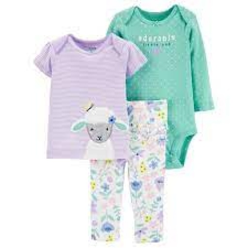 CARTERS 3PC CALZA REMERA Y BODY NB