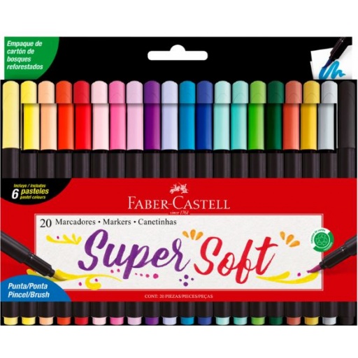 MARCADORES SUPERSOFT PUNTA PINCEL X 20 FABER CASTELL