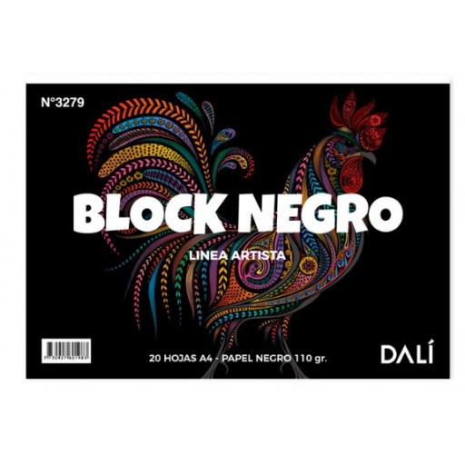 BLOCK ARTISTICO NEGRO A4 DALI 20 HOJAS