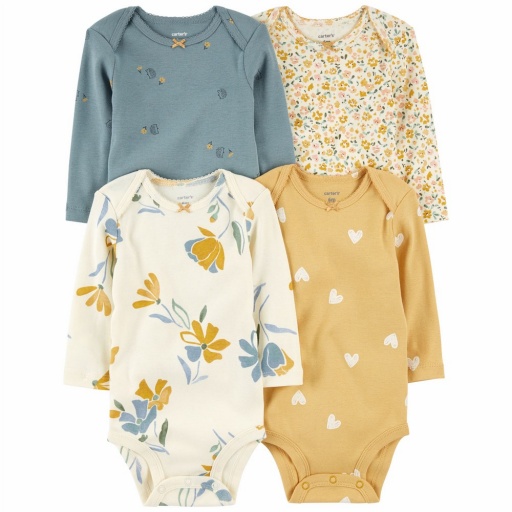 SET DE 4 BODIES ML DE ALGODON DIF ESTAMPADOS CARTERS 12M