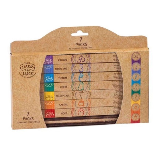 INCIENSO PALITO 10X7 CON SOPORTE DE MADERA CHAKRA&LUCK 7 FRAGANCIAS