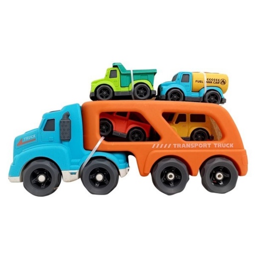 CAMION CON 4 AUTOS FIBRA NATURAL CAJA 0558