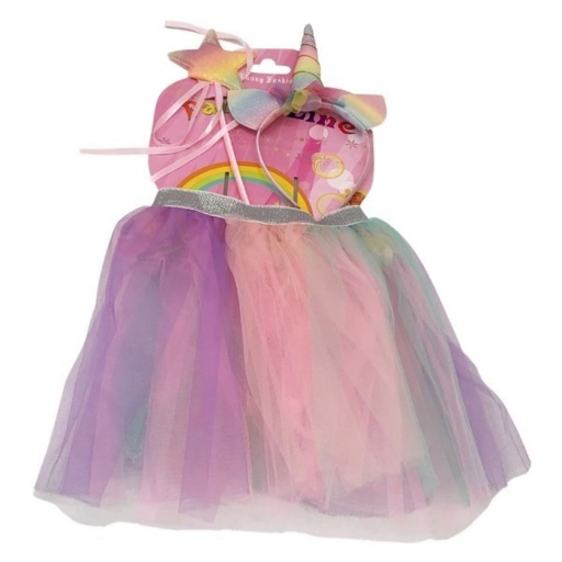 DISFRAZ POLLERA CON TIARA UNICORNIO 8951