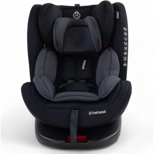 BEBESIT SILLA AUTO CON ISOFIX 360 SATURN 0/1/2/3  GRIS