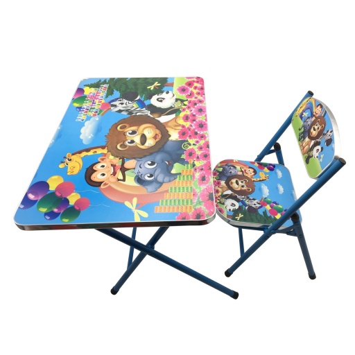 MESA Y SILLA PLEGABLE PARA NIO AZUL