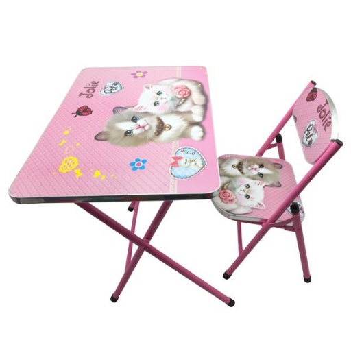 MESA Y SILLA PLEGABLE PARA NIO ROSADO
