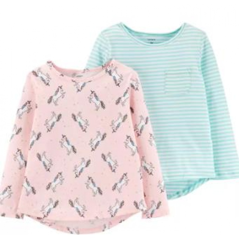 REMERAS CARTERS ALGODON PACK X2 DINO ROSA