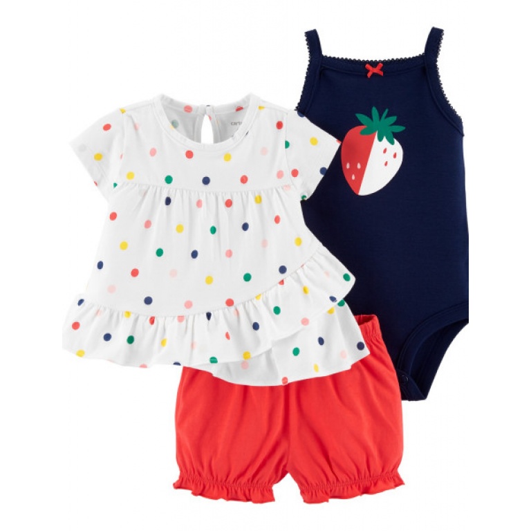 CONJUNTO 3P FRUTILLA BEBE 3 MESES