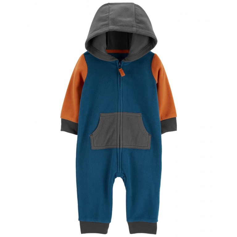 MAMELUCO MICROPOLAR CAPUCHA Y BOLSILLOS BLOQUE COLORES CARTERS 12M