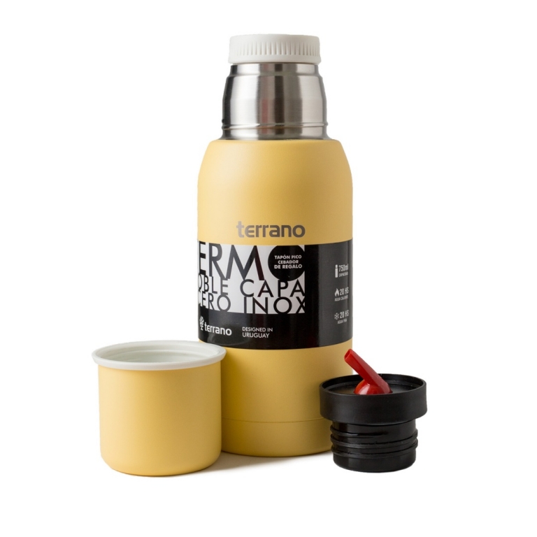 TERMO TERRANO 750ML DOBLE TAPON AMARILLO PASTEL