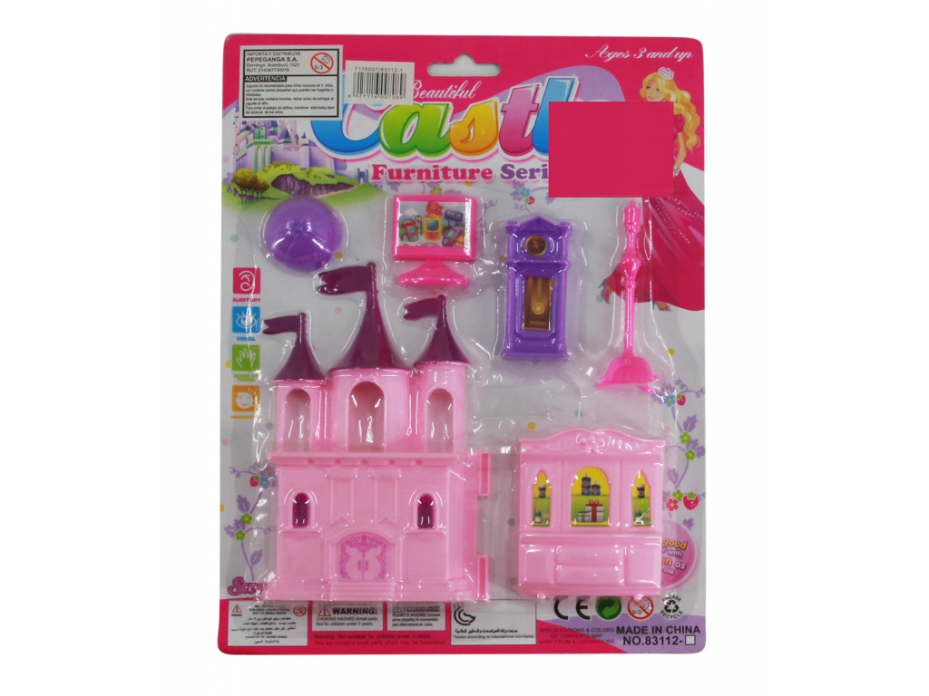 CASTILLO CON 5 MUEBLES EN BLISTER