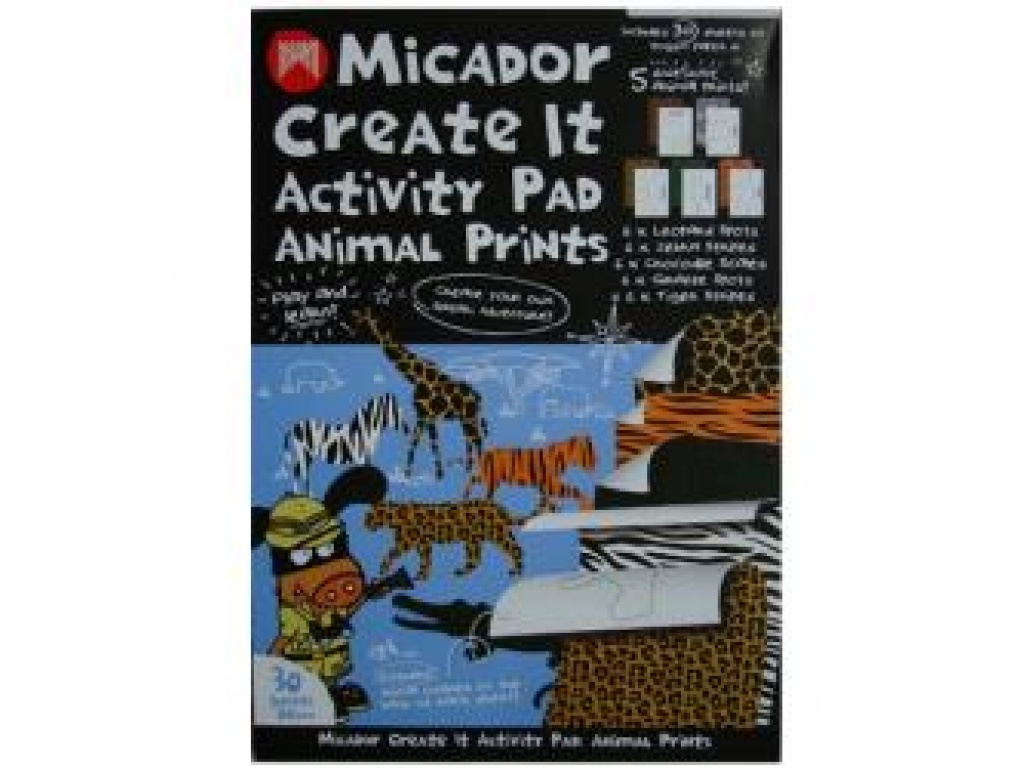 Block Papel A4 Animal Print 30 Hojas 5 Colores Bloanima